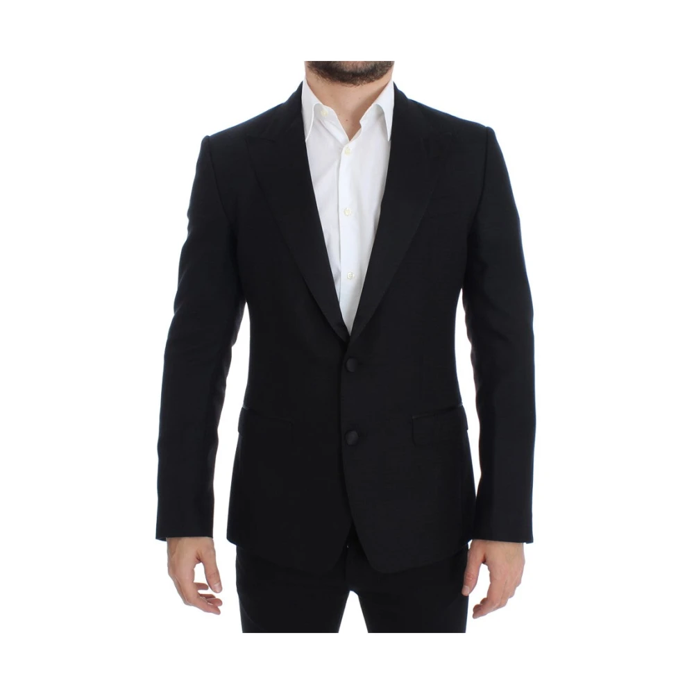 Dolce & Gabbana Uomo Nero Blazer Sicilia In Seta