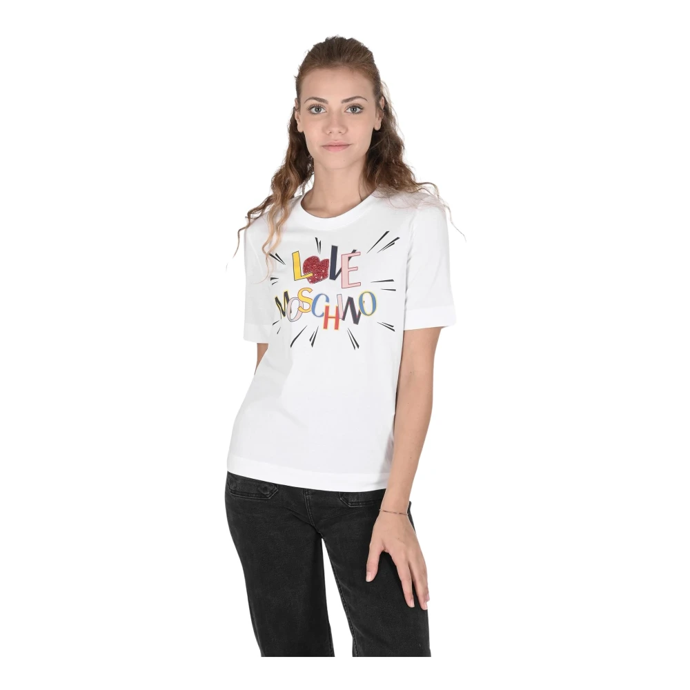 Love Moschino Witte Katoenen T-Shirt White Dames