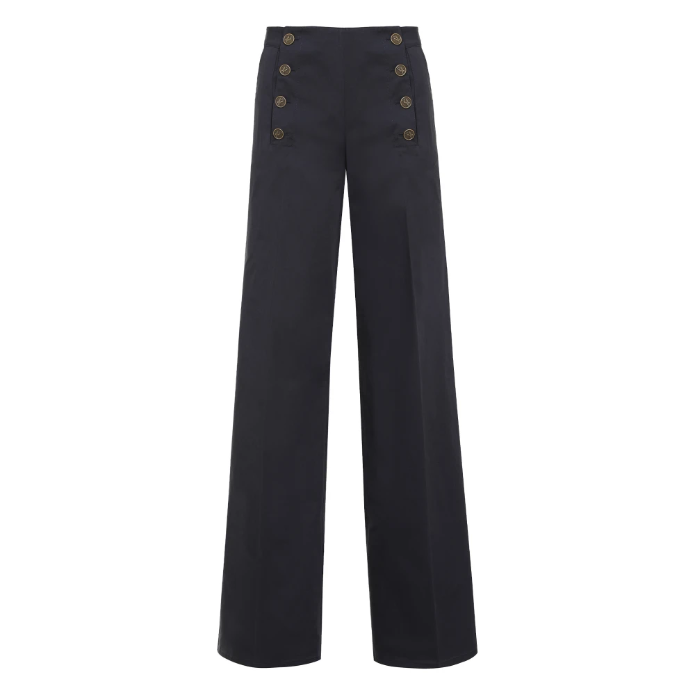 Etro Blue Wide-Leg Cotton Trousers With Pockets - Female - Wide Trousers - S - Trousers