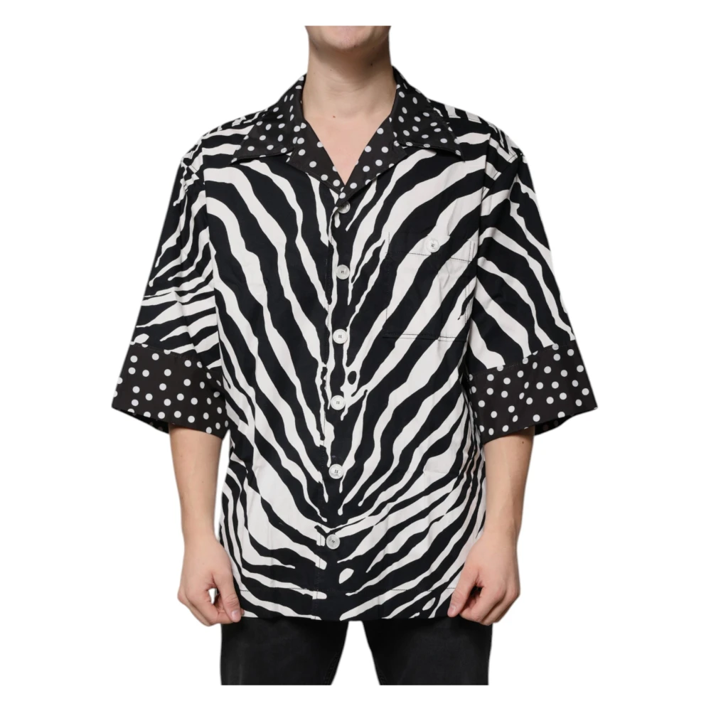 Dolce & Gabbana Men's Zebra Button Down Shirt Animal Print