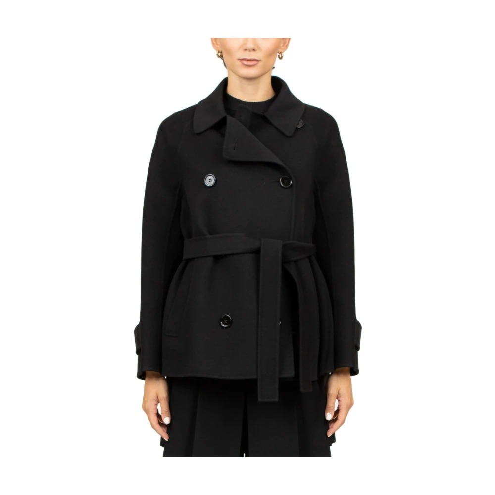 Max Mara Korte Zwarte Wollen Jas Black Dames