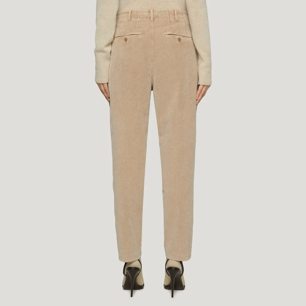 Dondup Janis Velvet Carrot Fit Broek Beige Dames