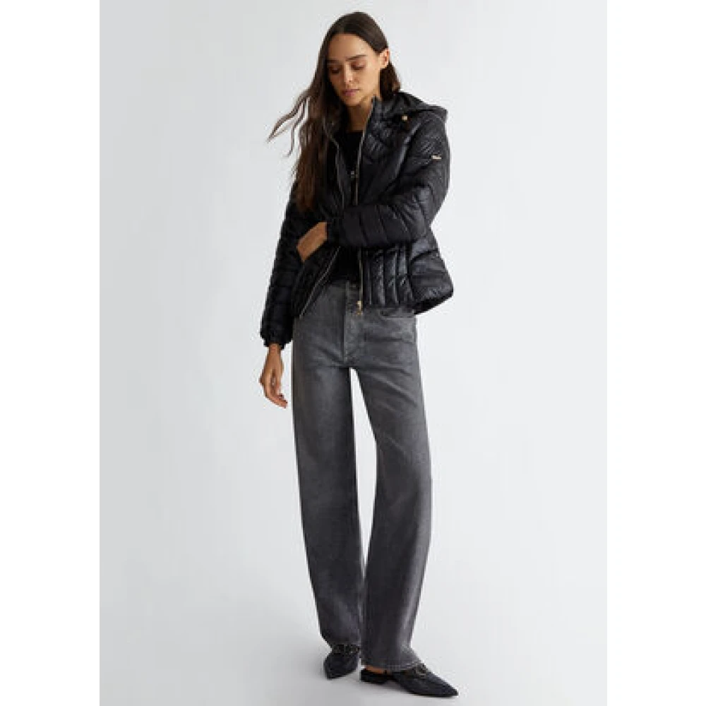 Liu Jo Gewatteerde Hoodie Jas Black Dames