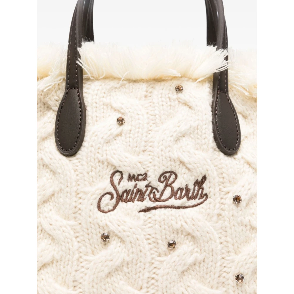 MC2 Saint Barth Crème Kabelgebreide Schoudertas Beige Dames