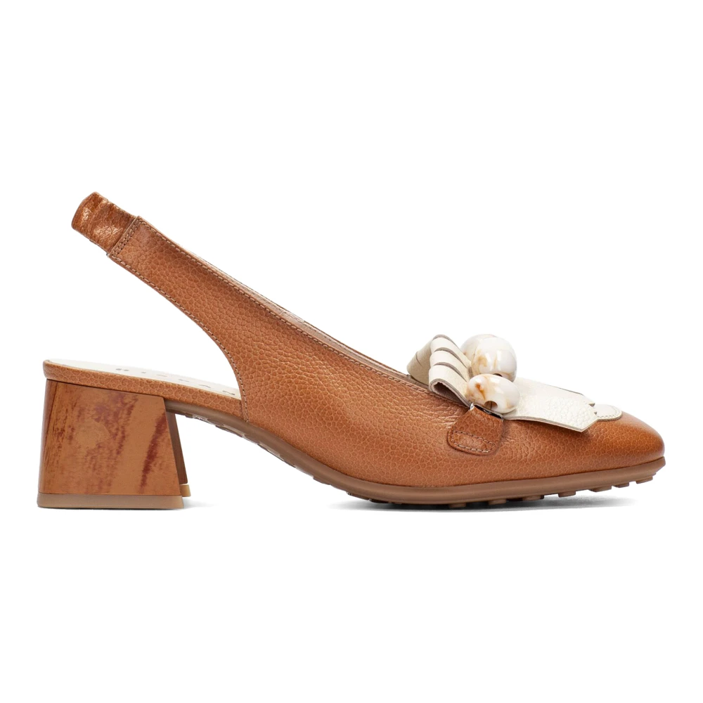 Hispanitas Kvinno Brun Skor Dam, 38 Eu, Läder, Läderhälad Sko Med Präglade Detaljer