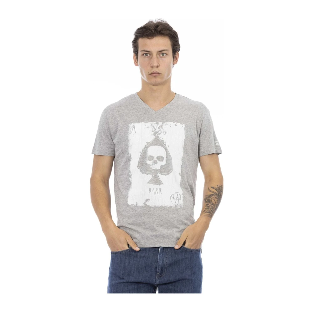 Trussardi Men's Gray T-Shirts, S, Short Sleeve V-Neck T-Shirt