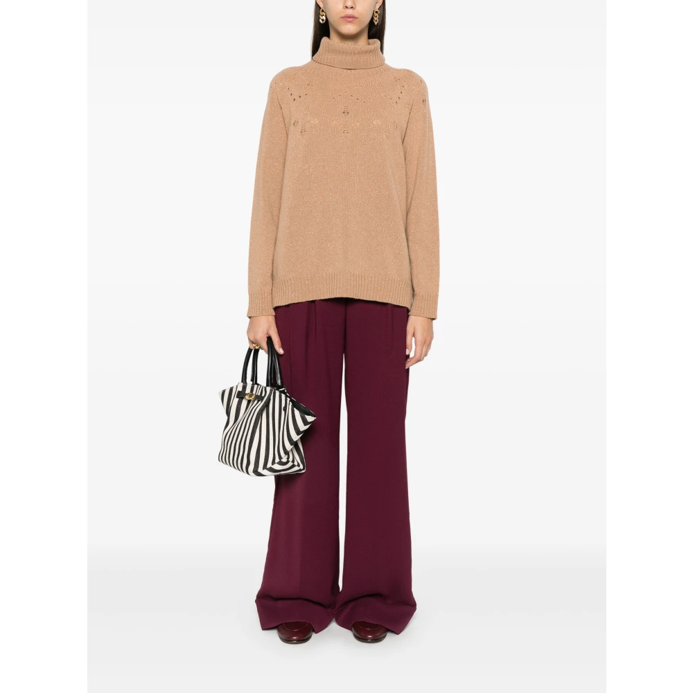 Twinset Luxe Coltrui met Gouden Details Brown Dames