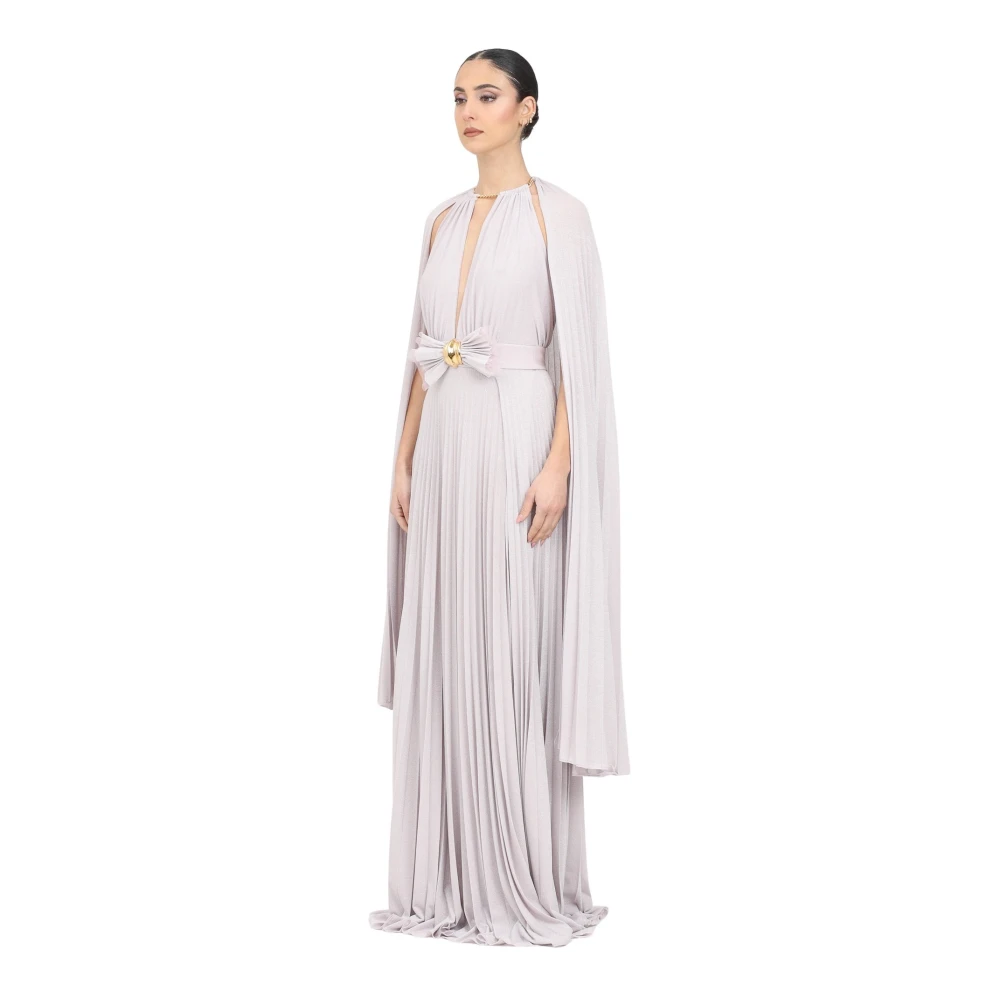 Elisabetta Franchi Paarse Elegante Lange Jurk met Mantel Gray Dames
