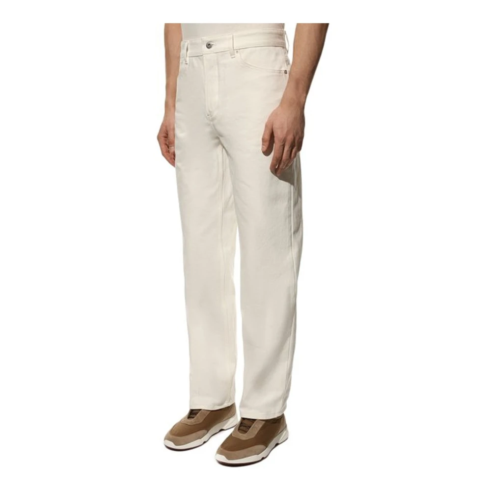 Jil Sander Regular-Fit Denim Broek met Logo Detail Beige Heren
