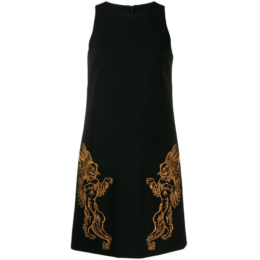 Moschino Zwarte Midi Jurk met Textiel Samenstelling Black Dames