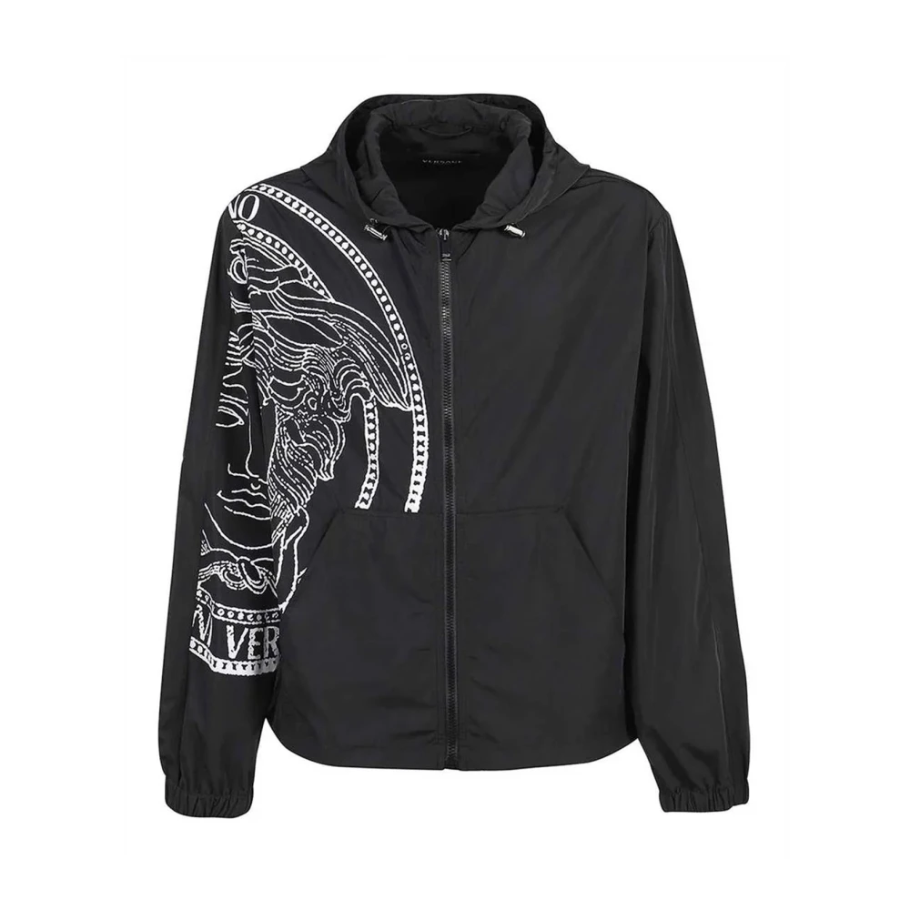 Versace Medusa Bedrukte Windbreaker Jas Black Heren