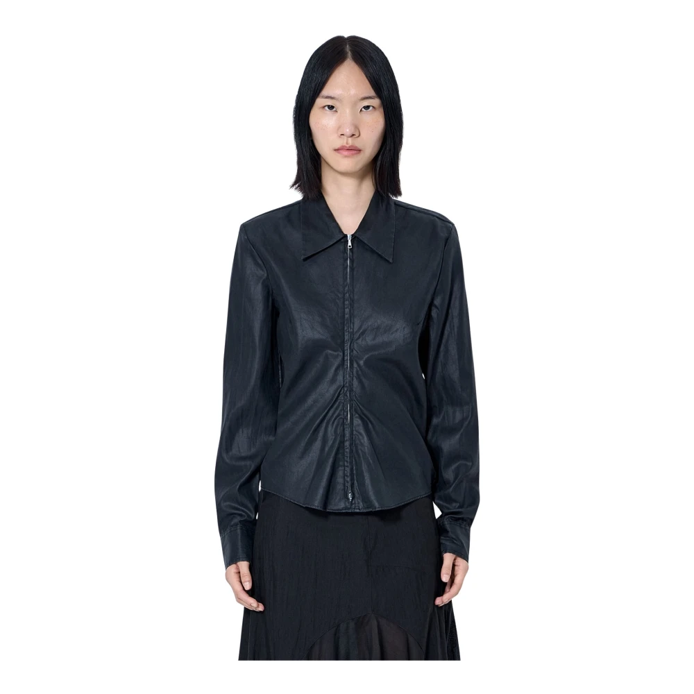 Our Legacy Black Shirts, Female, S, Slim Zip Shirt