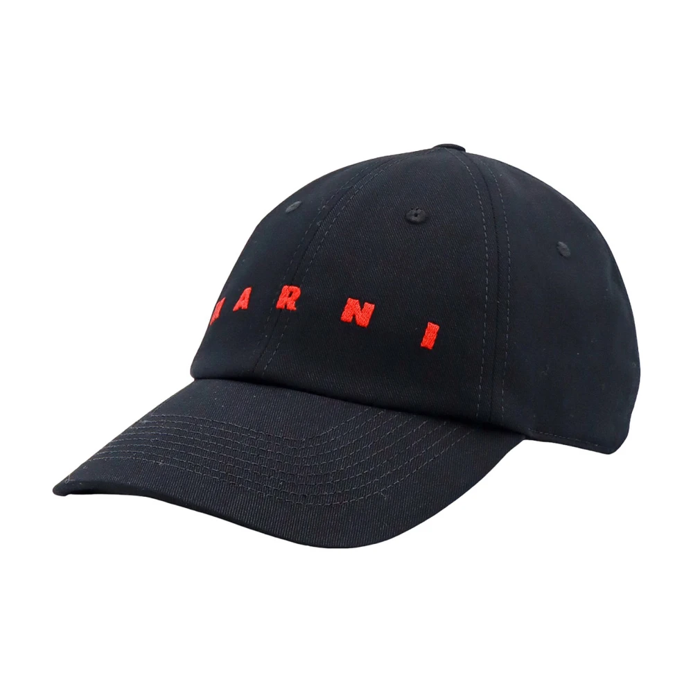 Marni gabardine baseball cap met geborduurd logo Black Heren