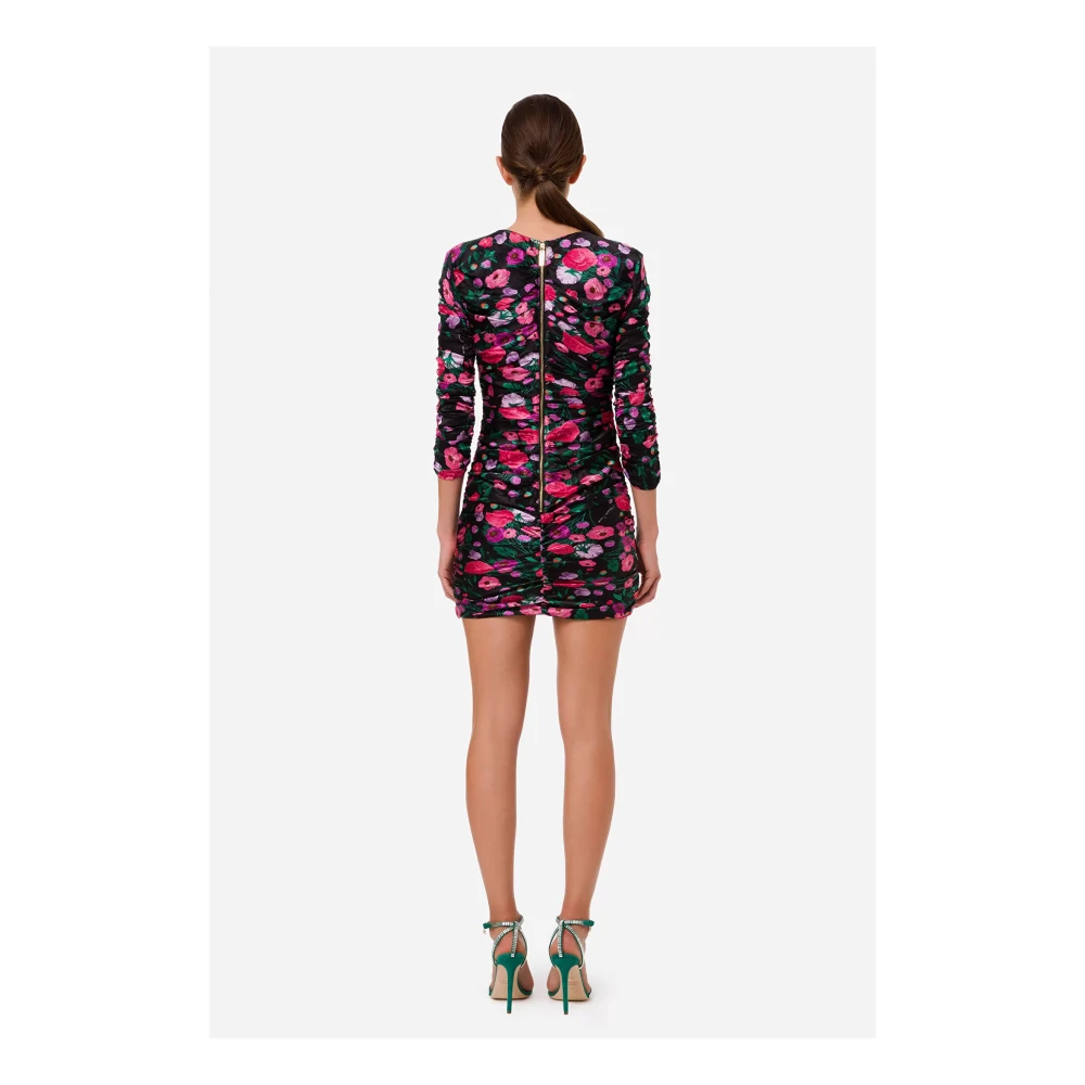Elisabetta Franchi Gedrapeerd Boeket Print Mini Jurk Multicolor Dames