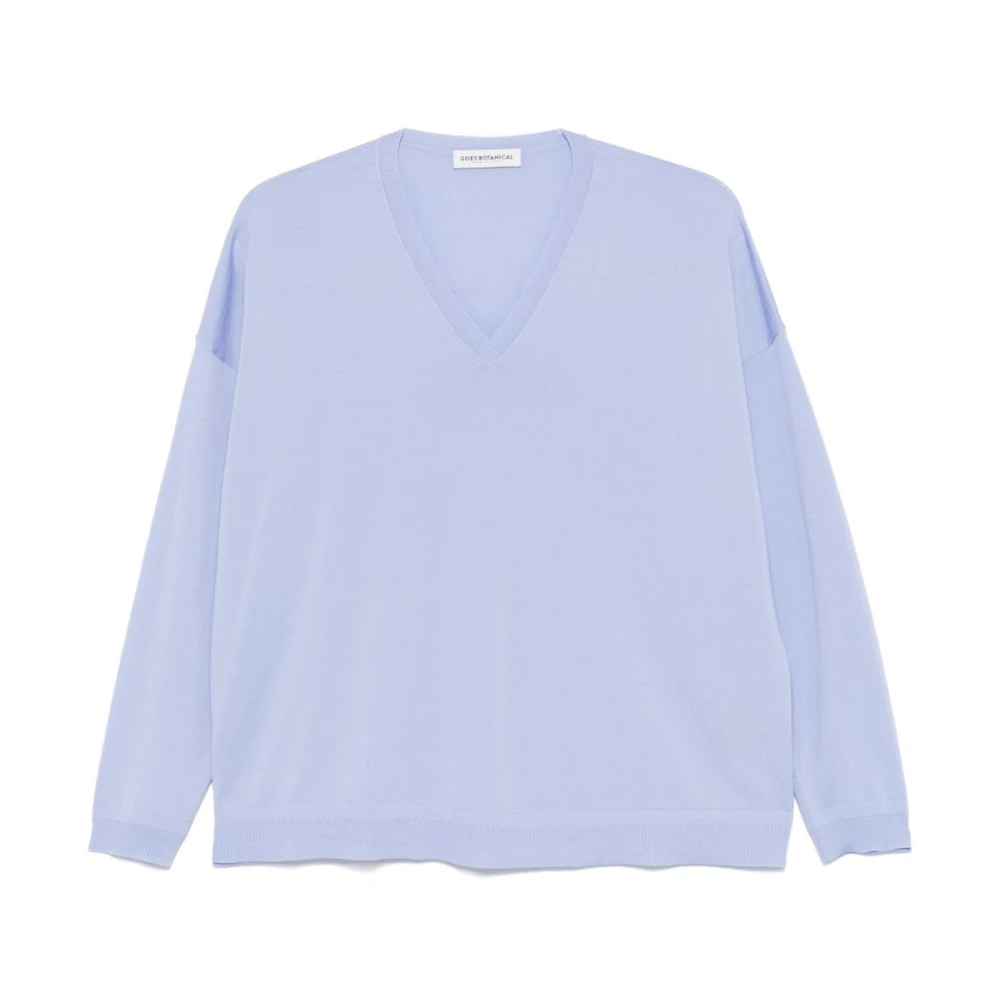 Goes Botanical Merino V-Neck Sweater Blue Dames