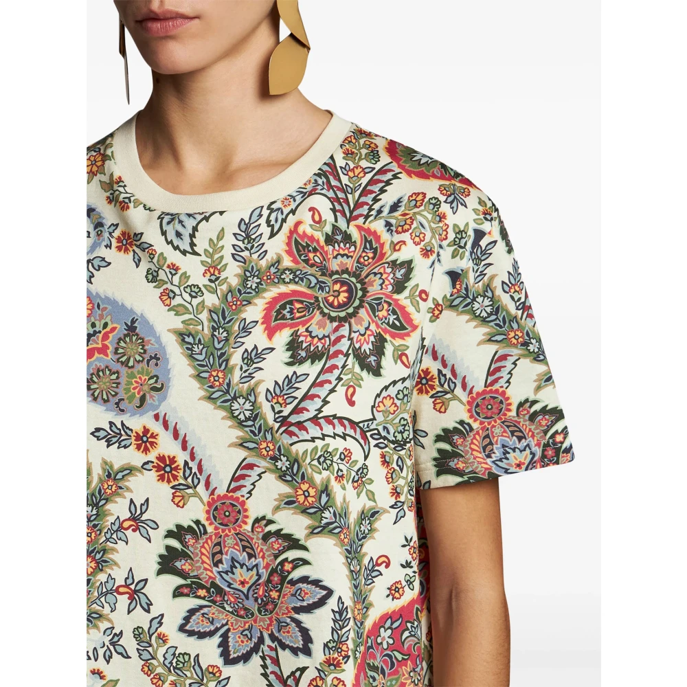 ETRO Bloemen Paisley Print Katoenen T-shirt Multicolor Dames
