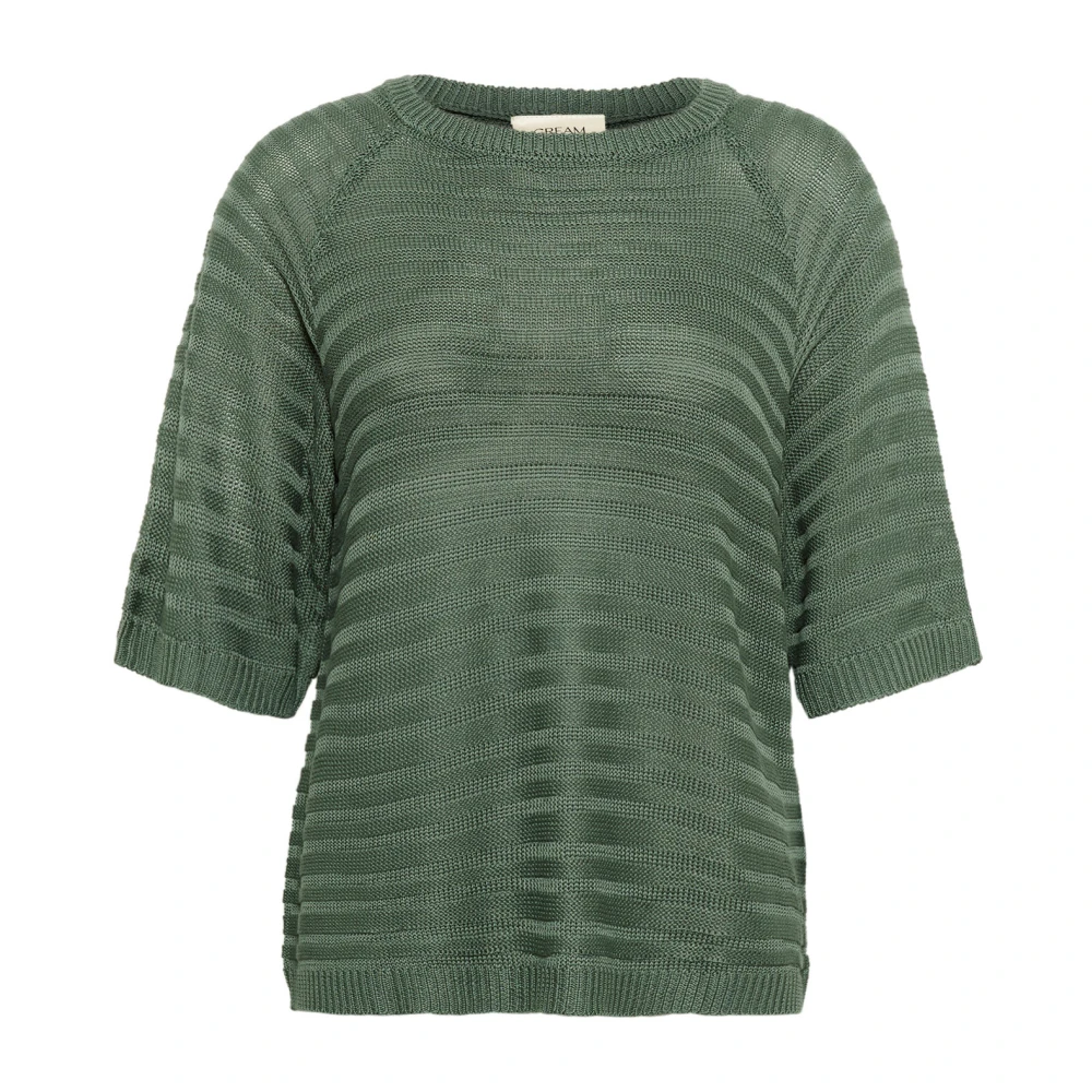 Cream Gestructureerde Gebreide Trui Laurel Wreath Green Dames