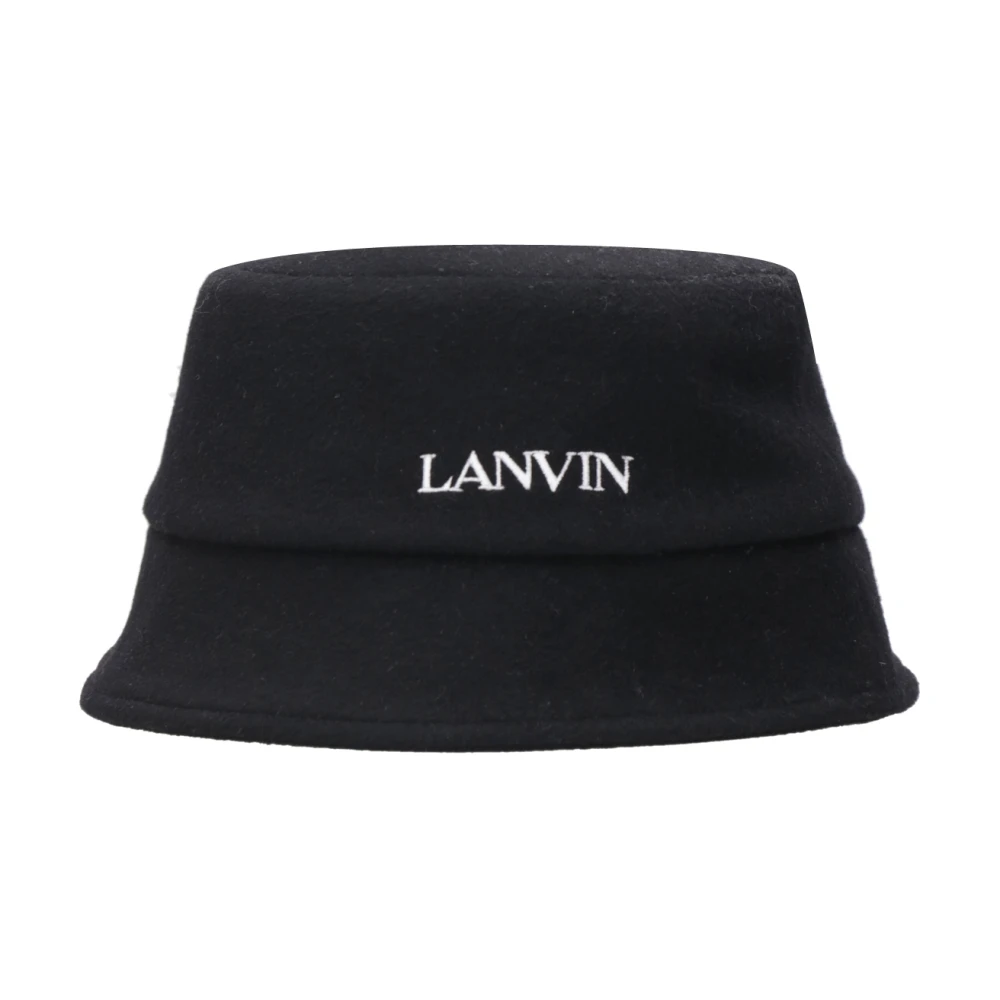 Lanvin Zwarte Hoed met Geborduurd Logo Black Dames