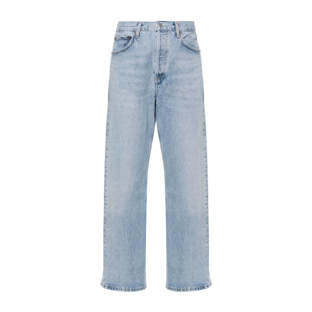 Agolde Stonewashed straight-leg jeans met metalen details Blue Dames