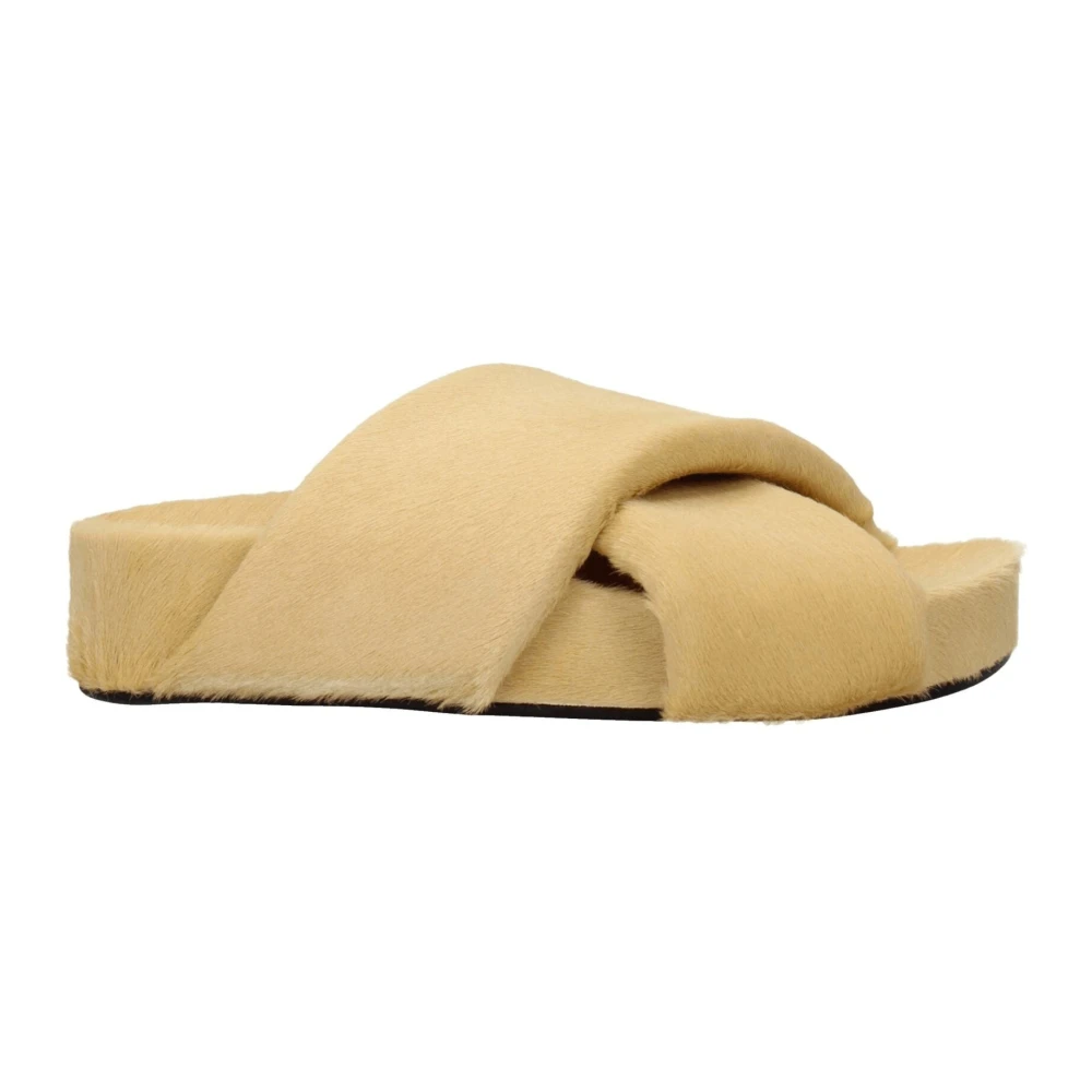 Jil Sander , Sliders, Female, Brown, 5 Uk, Beige Horsehair Slippers Sandals