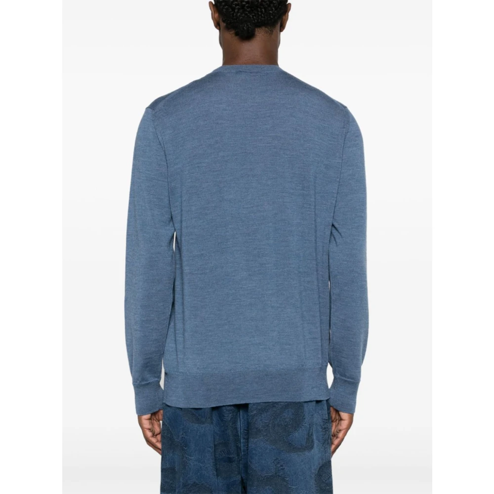 ETRO Blauwe Wollen Trui met Pegaso Logo Blue Heren