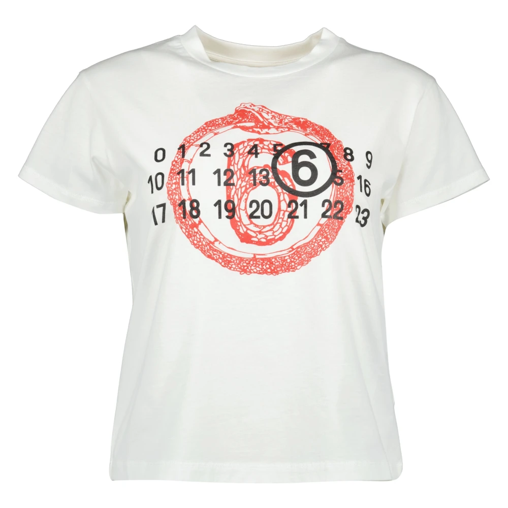 MM6 Maison Margiela Snake Print T-shirt White Dames