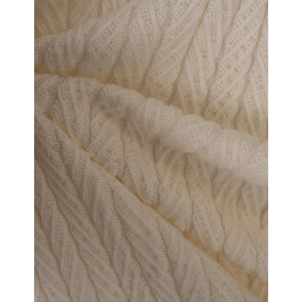 Hugo Boss Zijde Blend Visgraat Ronde Hals Sweater White Heren