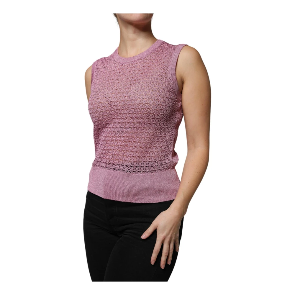 Dolce & Gabbana Roze Mesh Mouwloze Tanktop Pink Dames