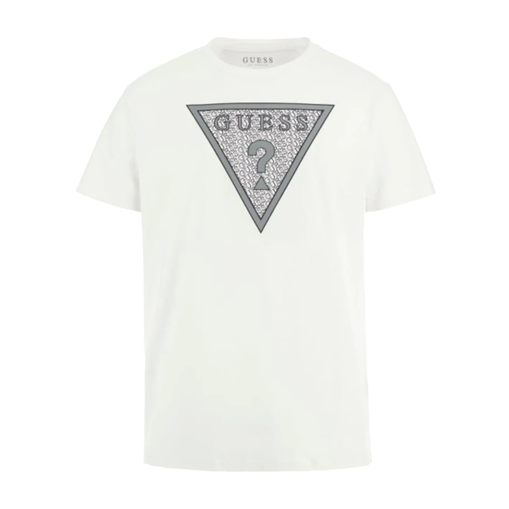 Guess Katoenen Logo Print T-shirt White Heren