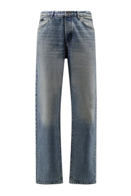 Jeans i bomull med logotypflik i mocka baktill