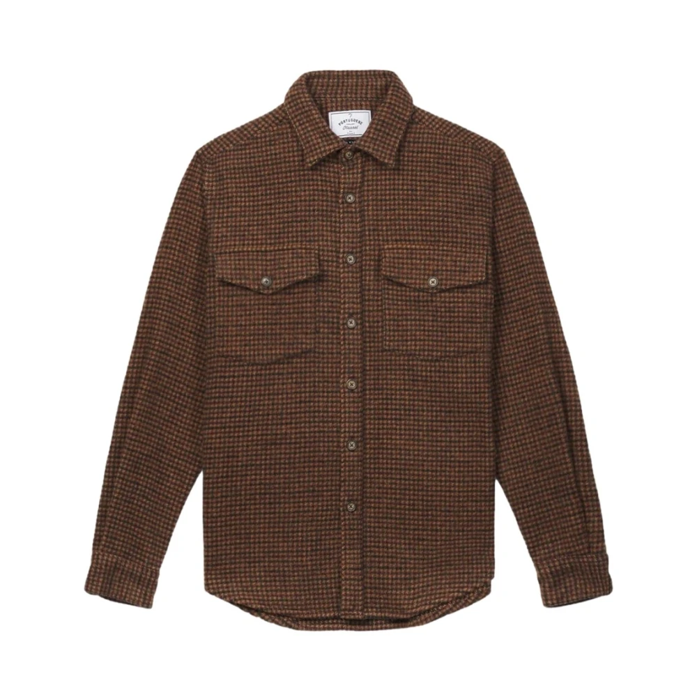 Portuguese Flannel Leaf Overshirt Brown Heren
