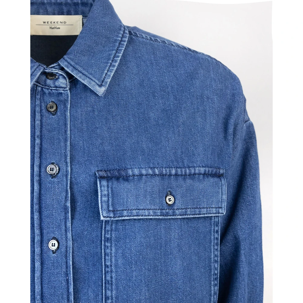 Max Mara Blauwe Boxy Shirt met Asymmetrische Zoom Blue Dames