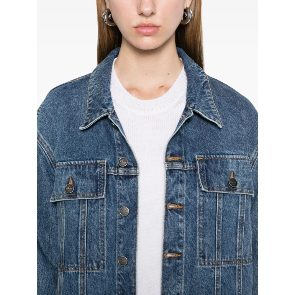 Khaite Blauwe Denim Jas met Knoopsluiting Blue Dames