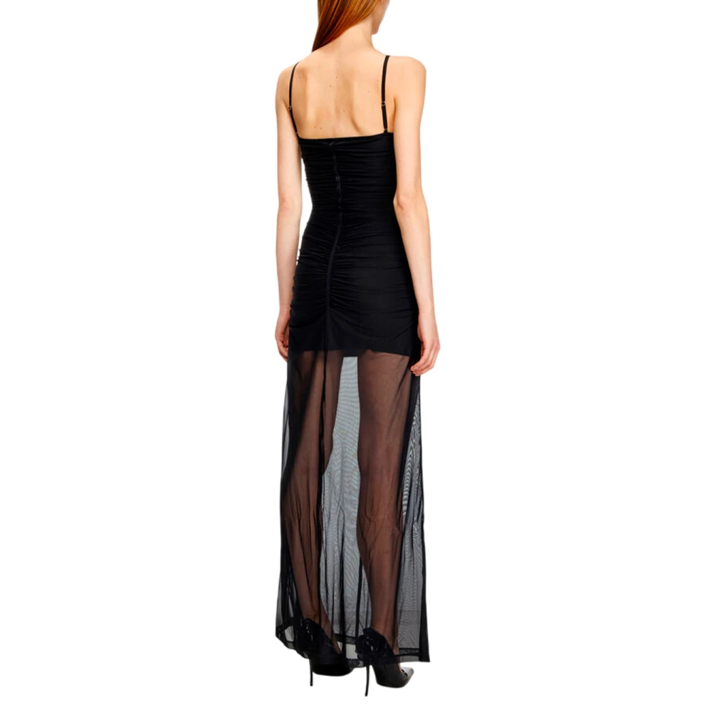 Diesel Gelaagde Silhouet Lange Jurk Black Dames