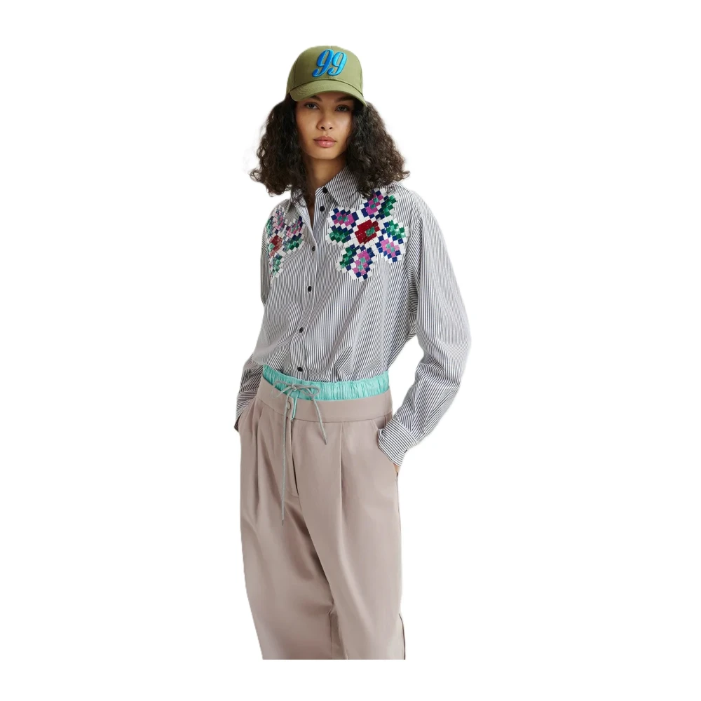 Essentiel Antwerp Paillettenblouse Losse Pasvorm Knoopsluiting Multicolor Dames