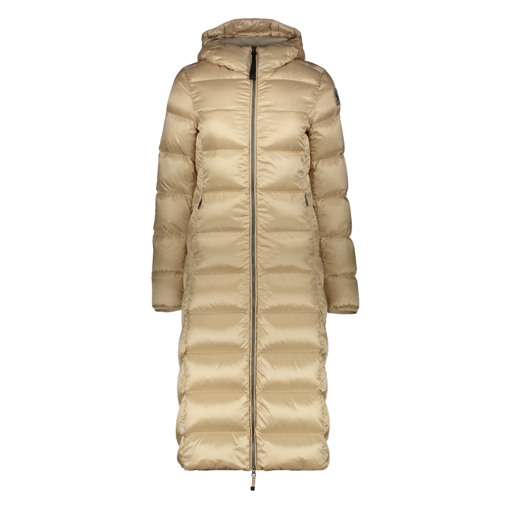 Parajumpers Lange gewatteerde jas met capuchon en trekkoord Beige Dames