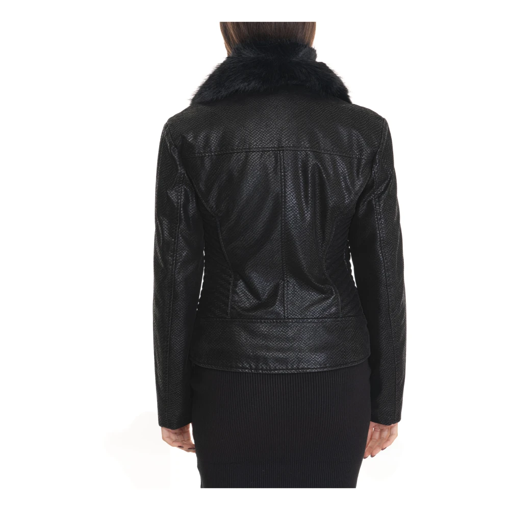 Guess Afneembare faux fur biker jack Black Dames