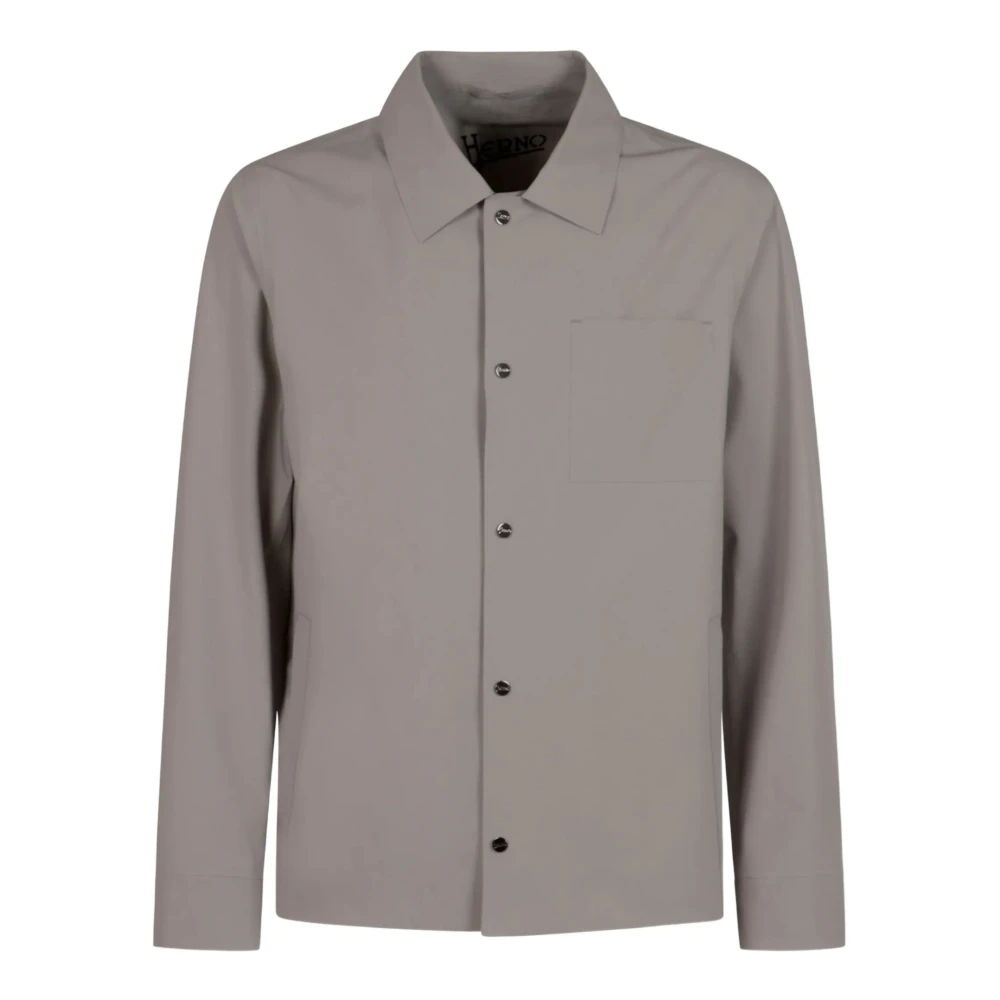 Herno Men's Gray Light Jackets, S, Shirt Jacket Nastrata Essence