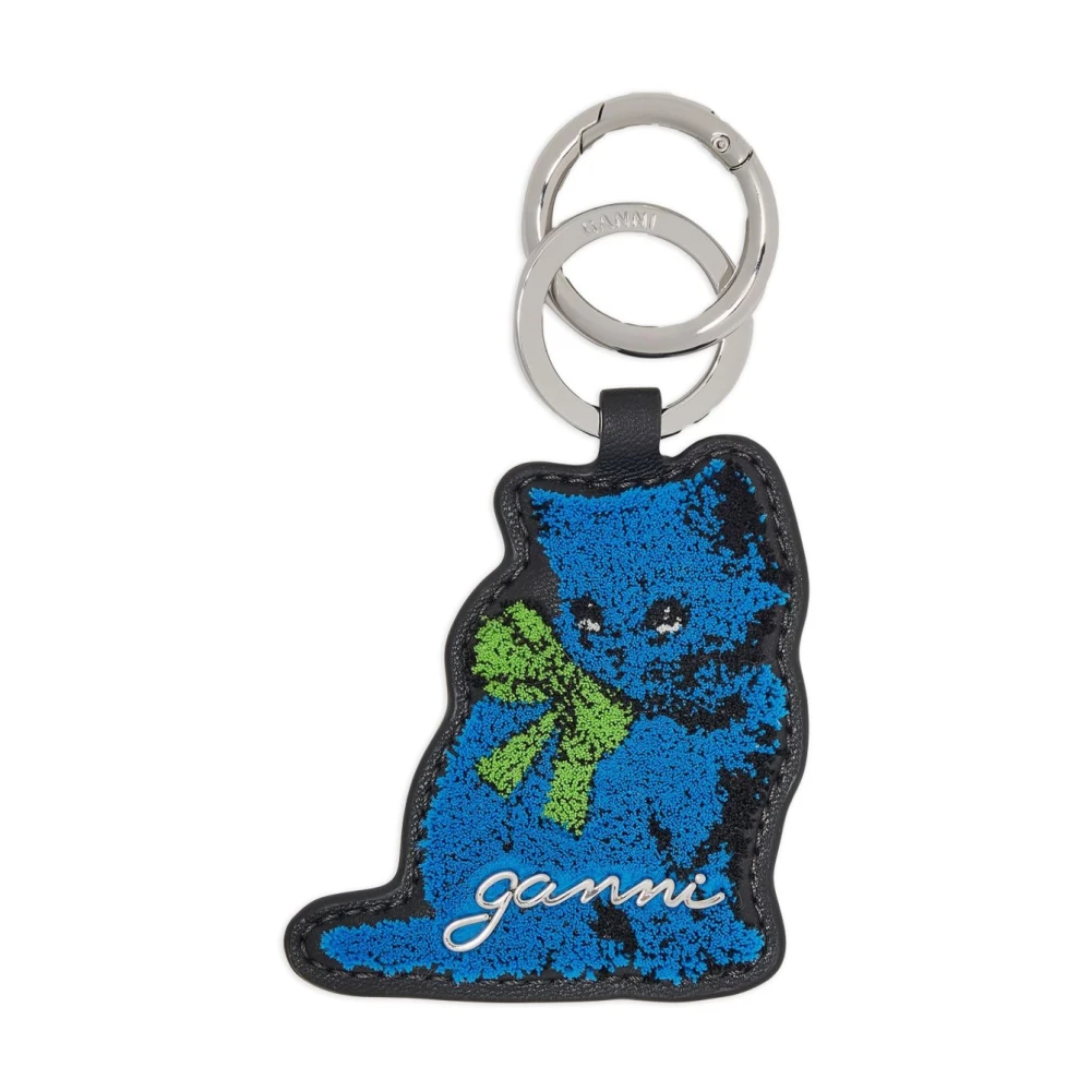Ganni Women's Blue Keychains, One Size, Kitty Keyring