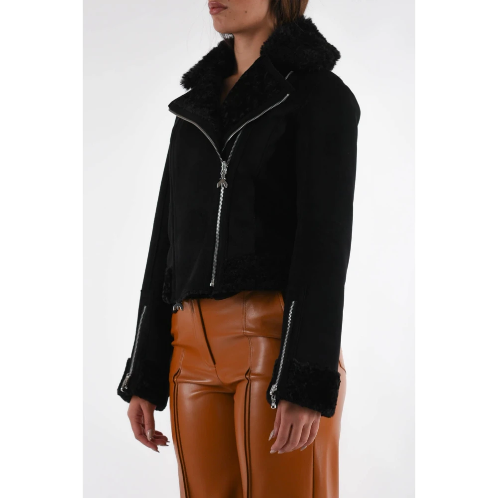 PATRIZIA PEPE Omkeerbare imitatieleren jas Black Dames
