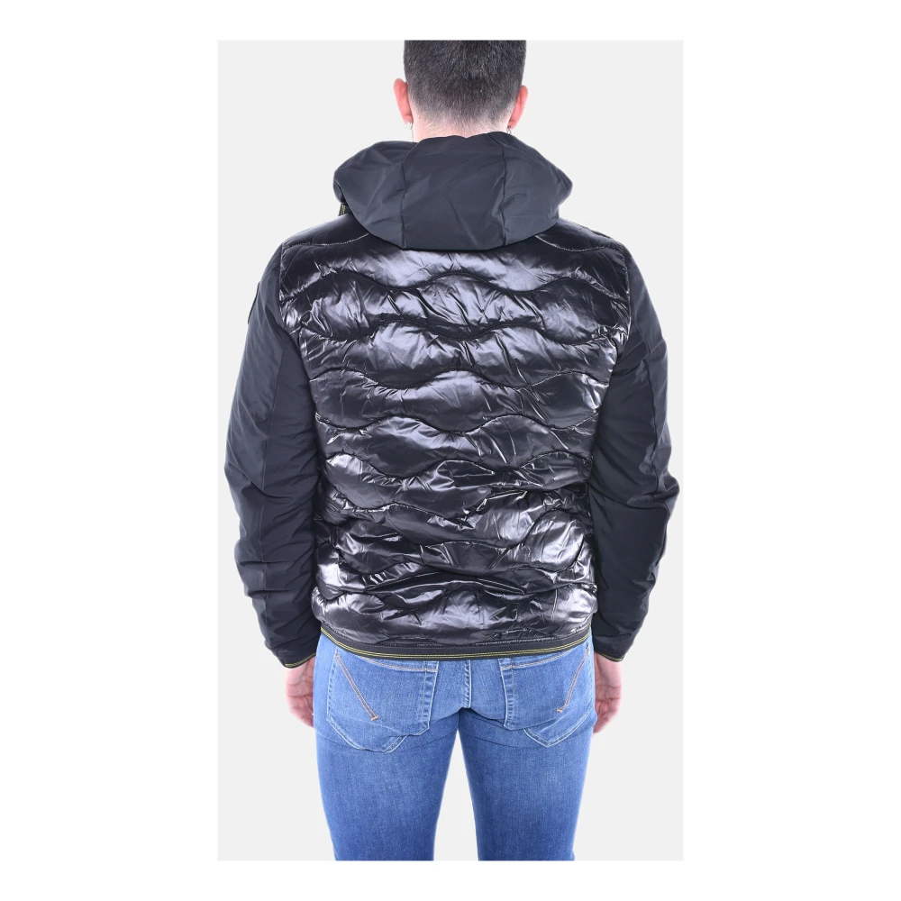 Blauer Gewatteerde jas met capuchon Black Heren