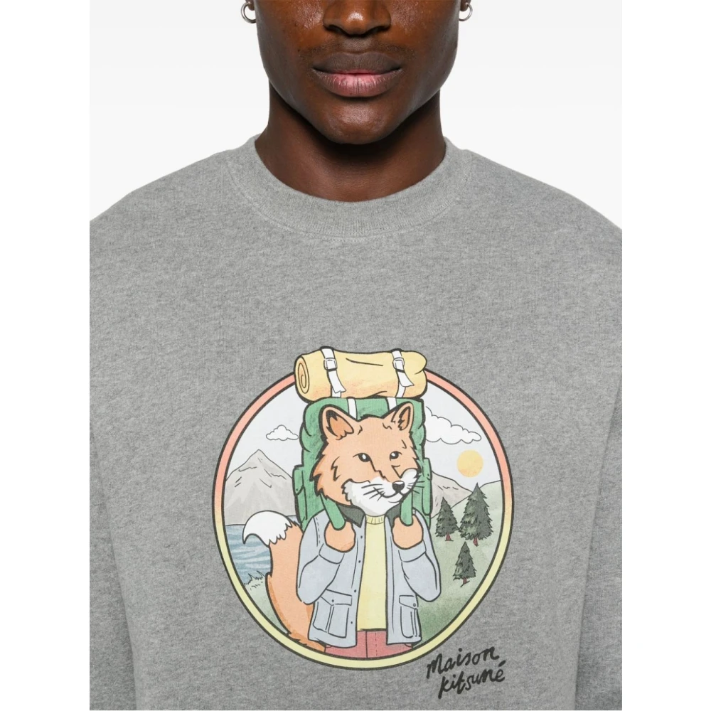 Maison Kitsuné Rambling Fox Comfort Sweatshirt Gray Heren