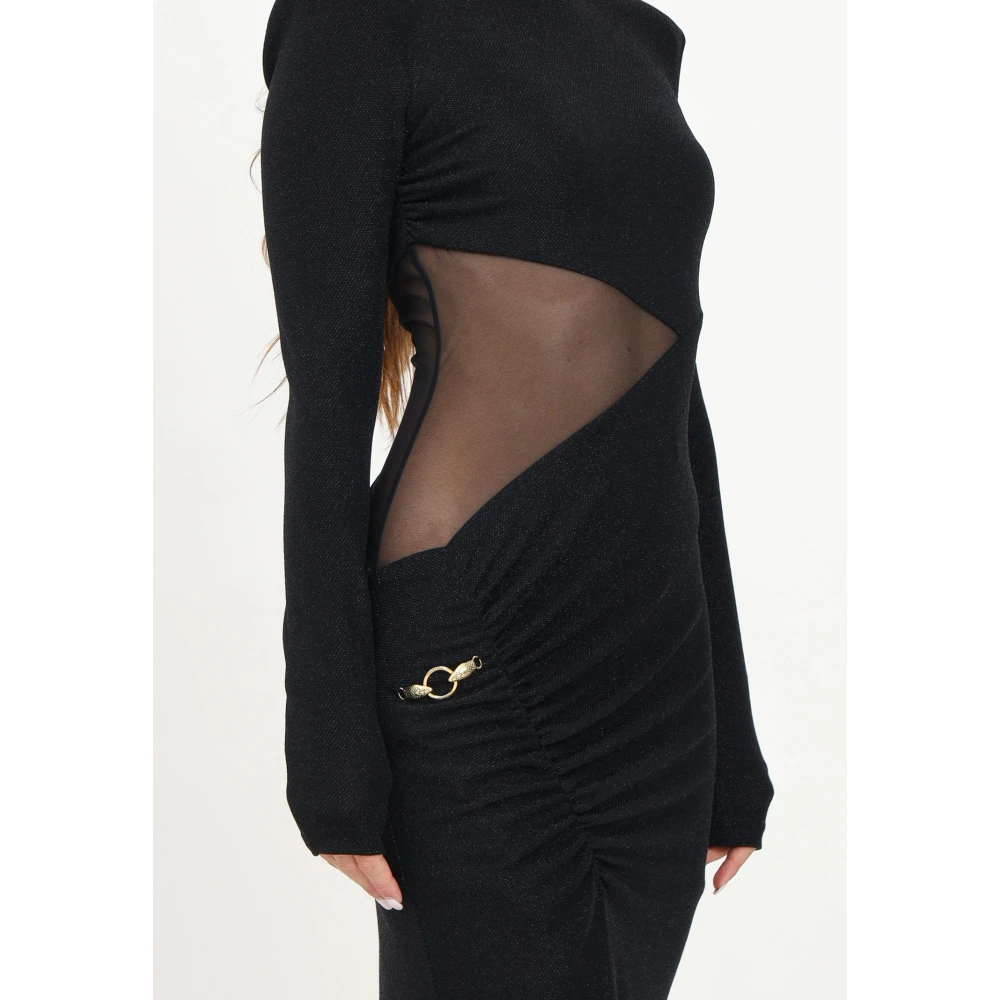 Just Cavalli Lange Zwarte Jurk met Cut-out Detail Black Dames
