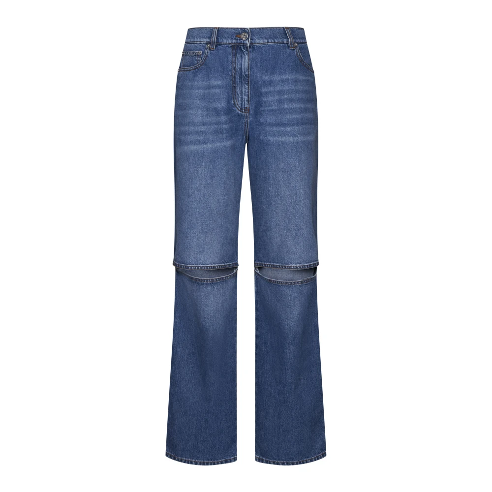 Jw Anderson Women's Blue Cut-Out Knee Bootcut Jeans