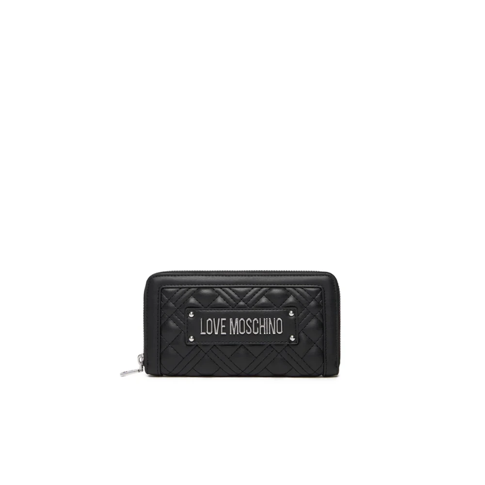 Love Moschino Women's Black Wallets & Cardholders, One Size, Quilted Zip-Around Wallet