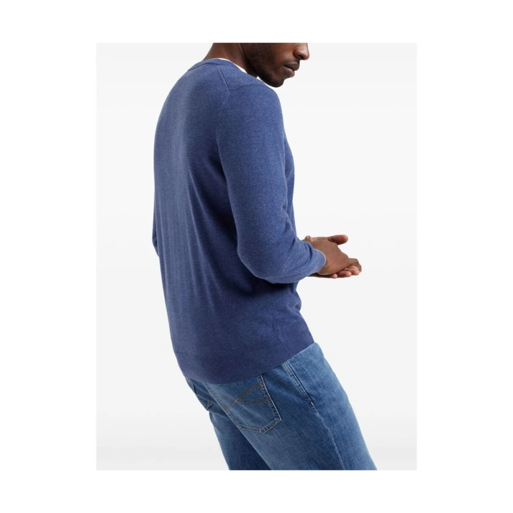 BRUNELLO CUCINELLI Blauwe Cashmere Crew Neck Sweater Blue Heren
