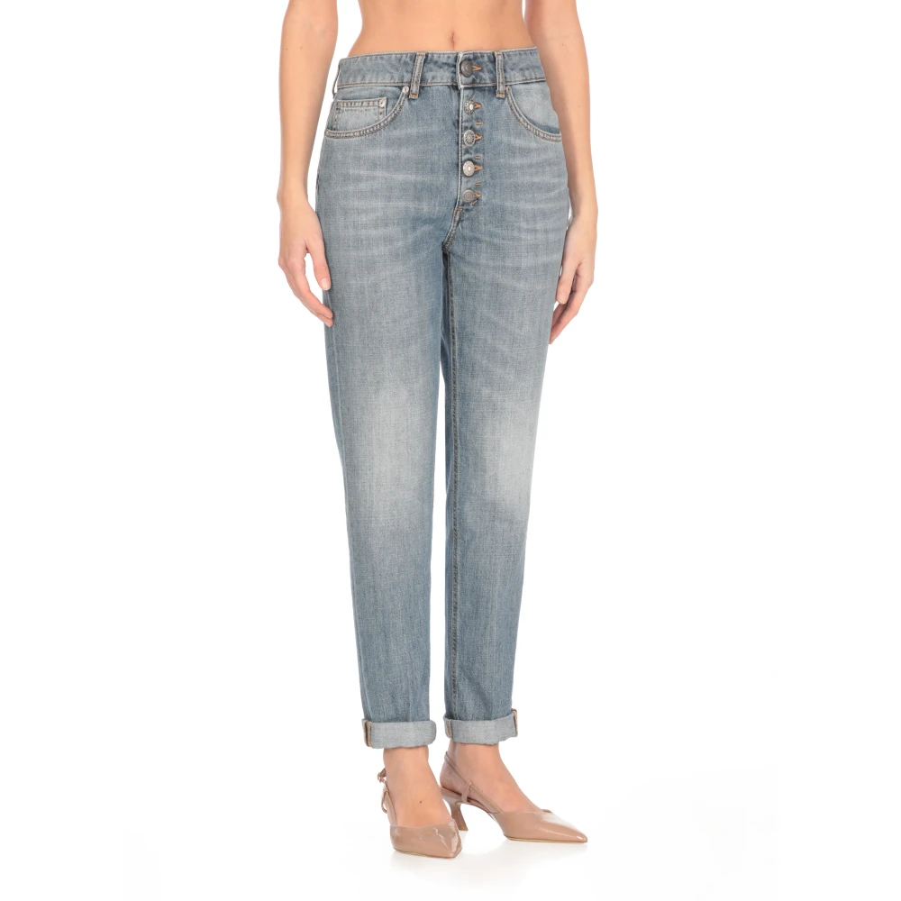 Dondup Blauwe Katoenen Jeans met Juweelknopen Blue Dames