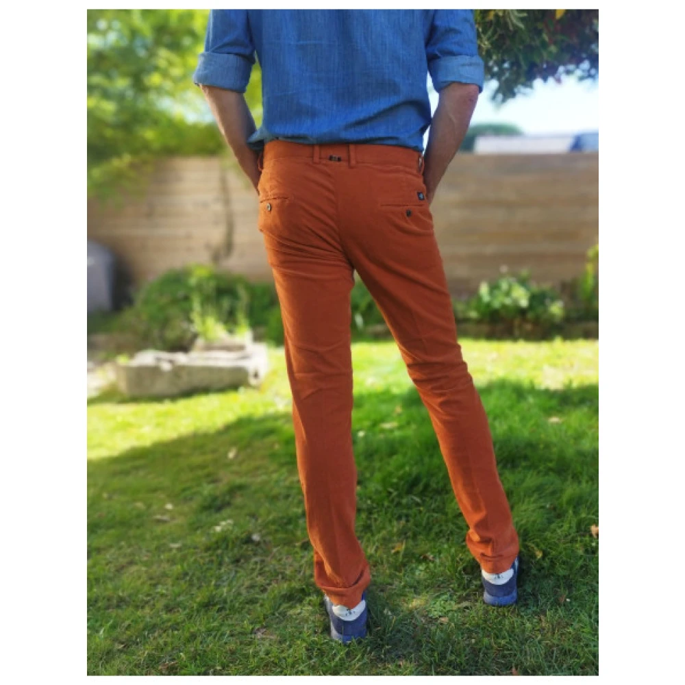 Mason's Slim Fit Fluweel Katoenen Chino Broek Brown Heren