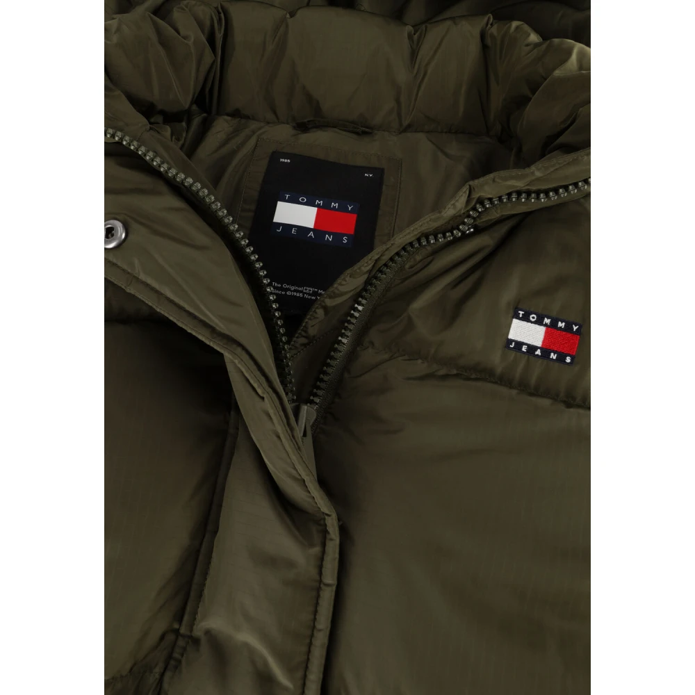 Tommy Jeans Groene Lange Pufferjas voor Vrouwen Green Dames