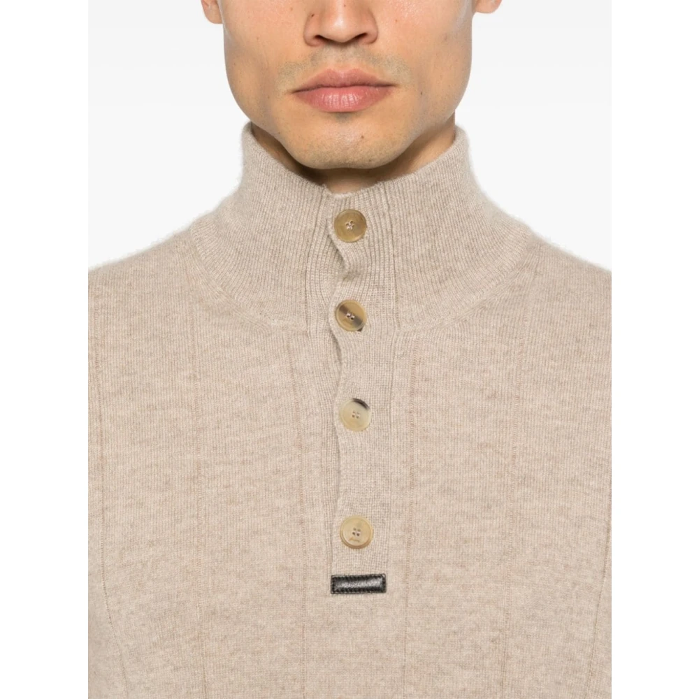 Tagliatore Kasjmier Gebreide Trui Beige Brown Heren
